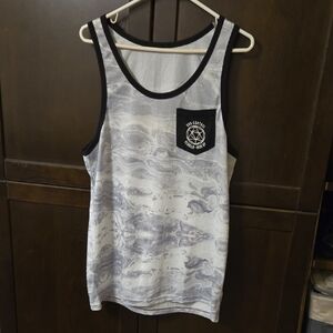 Gray and Black Graphic Tank Top